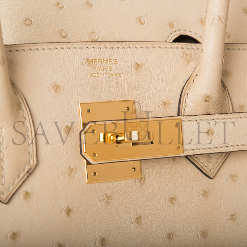 HERMÈS MASTER BIRKIN 30 OSTRICH GOLD HARDWARE (30*23*15cm)